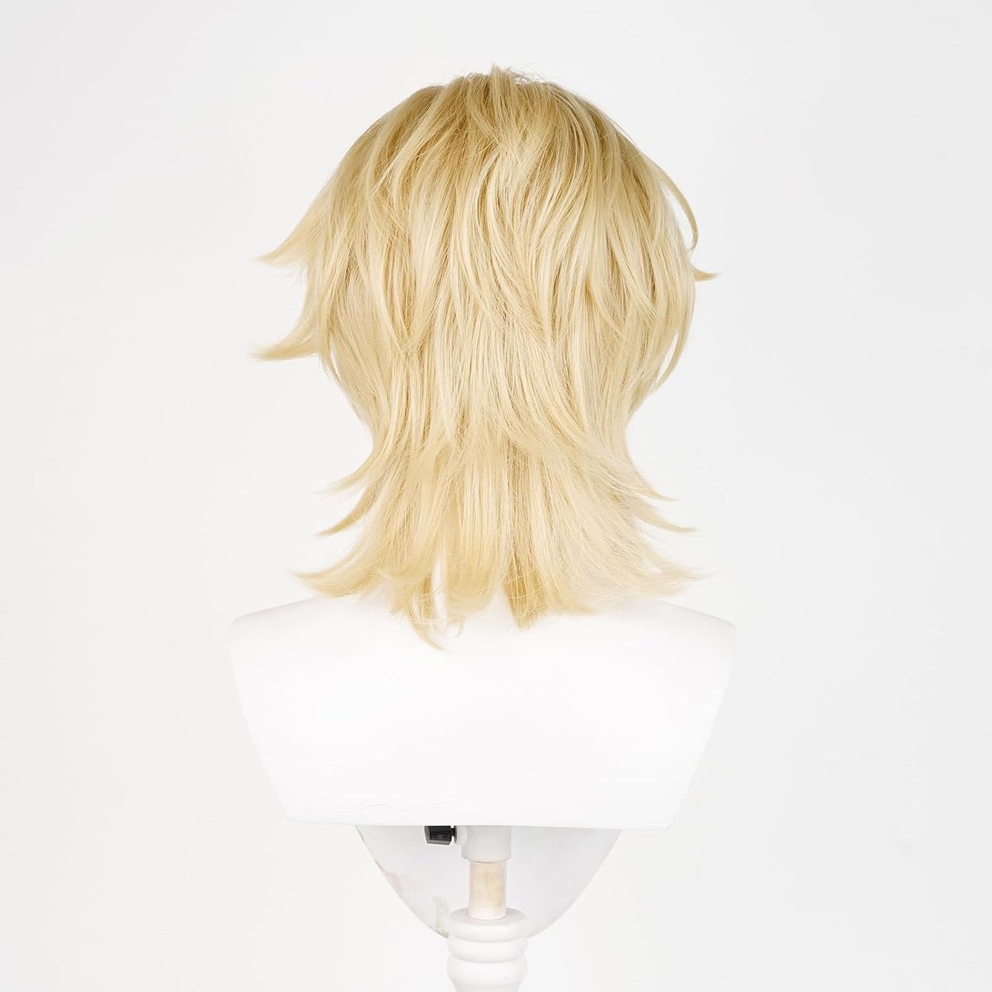Gorgewg for Aventurine Cosplay Wig Star Rail HSR 40cm Short Blonde Side Part Layered Roleplay Costume Wigs Synthetic Hair