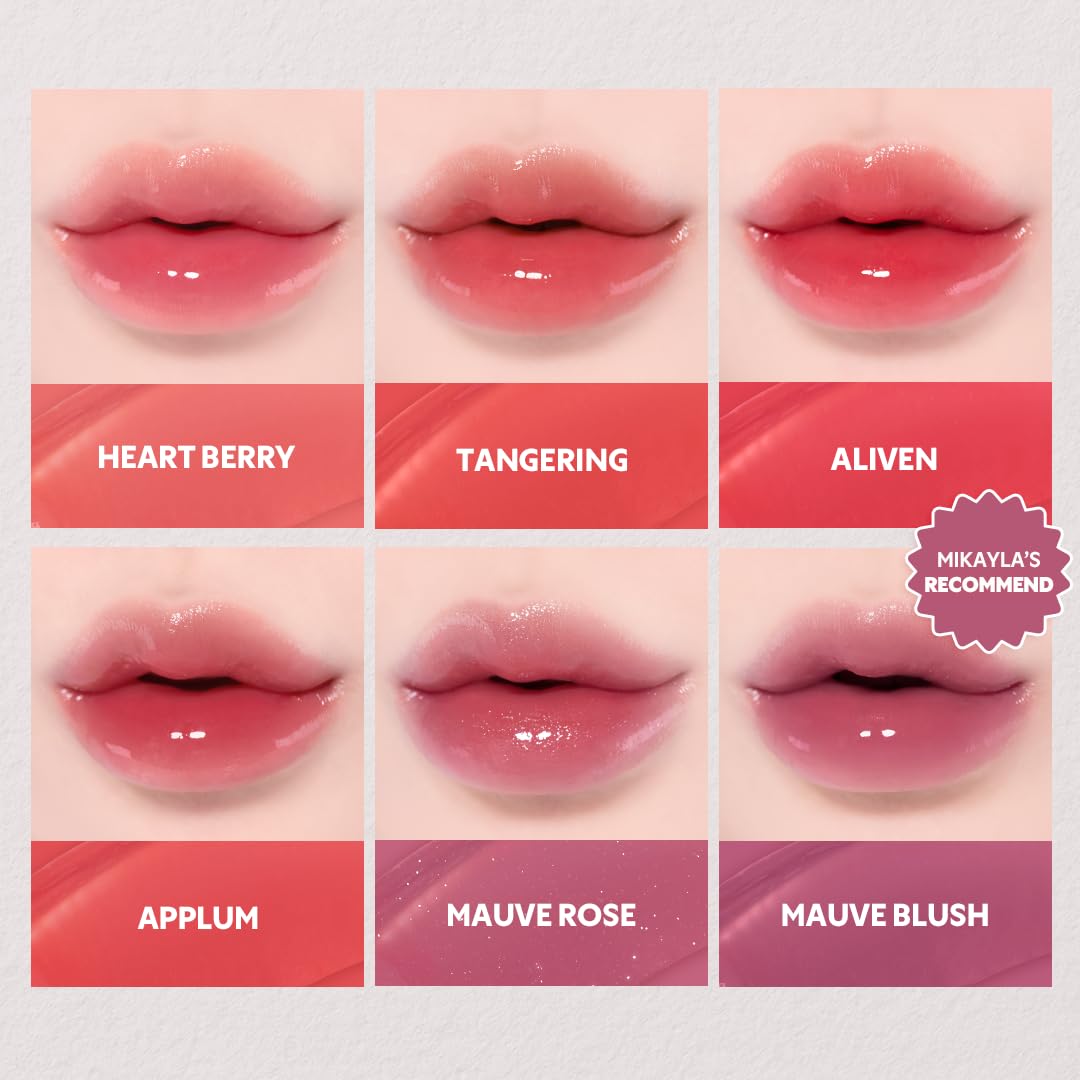 TIRTIR [*Mini Size Waterism Tinted Lip Gloss #24 Lovably, 0.06 Fl Oz – Kiss Ready Lipgloss, 12H Long Lasting Non Sticky Natural Tinted Glow Korean Multiuse Cheek and Lip Tint for Women gift