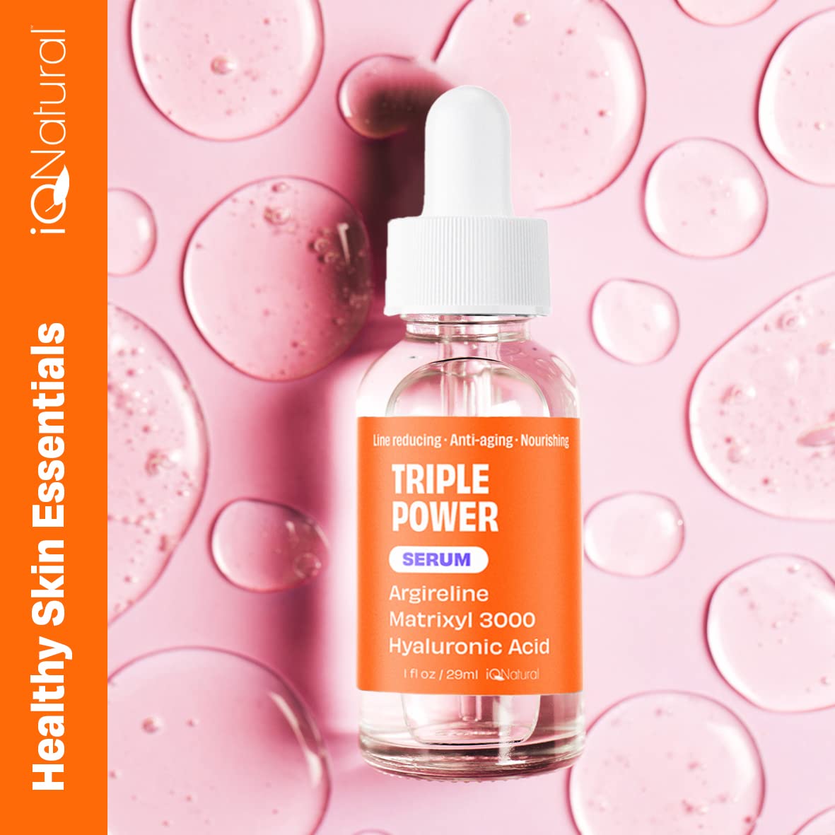 IQ Natural Argireline & Matrixyl 3000 Serum - Anti-Aging Peptide Serum for Face, Hydrating Face Serum for Women and Men, 1oz