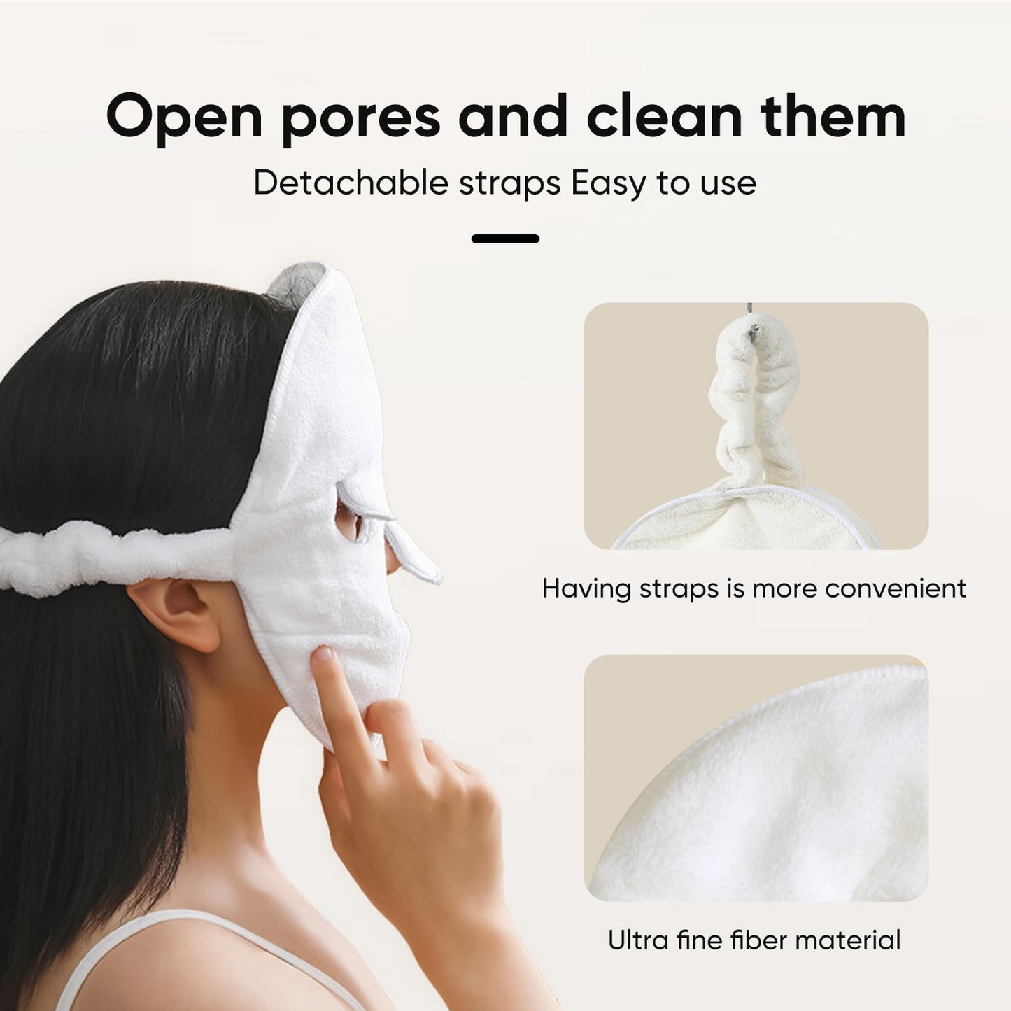 BOYYJING Hot Compress Face Towel Mask Set,Reusable Cold Hot Towel Beauty Skin Care Mask for Open Pores and Increase Blood Circulation,Also Spa Headband and Disposable Plastic Facial Mask.