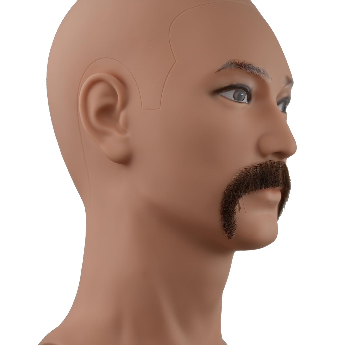 CliCling Human Hair Fake Beard One Pair of Hand tied Mustache for Men Realistic Lace Invisible False Beards for Costume Party Halloween Theater Performance (Black Brown)