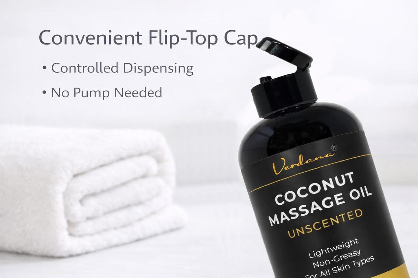 Coconut Massage Oil - Unscented, Lightweight & Non-Greasy for Therapy | 16 fl oz