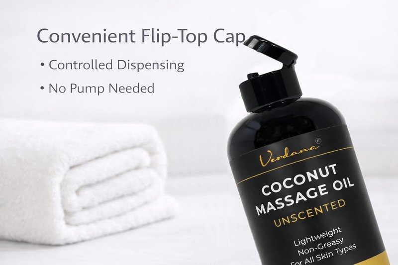 Coconut Massage Oil - Unscented, Lightweight & Non-Greasy for Therapy | 16 fl oz