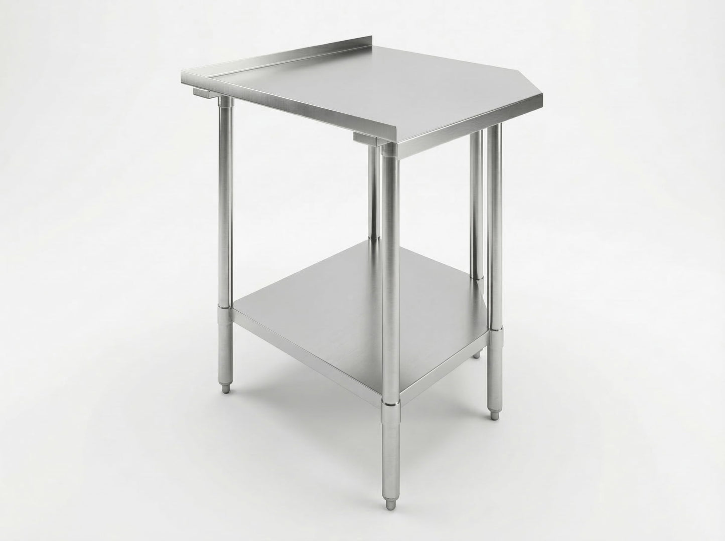 Stainless Steel Corner Work Table 32 in. x 32 in. x 35 in. with 1.5 in. Backsplash, Galvanized Undershelf, 5 Leg Support, Commercial Prep Table for Restaurant Kitchen Utility