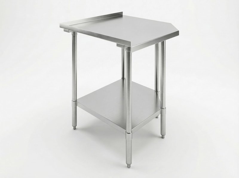 Stainless Steel Corner Work Table 32 in. x 32 in. x 35 in. with 1.5 in. Backsplash, Galvanized Undershelf, 5 Leg Support, Commercial Prep Table for Restaurant Kitchen Utility