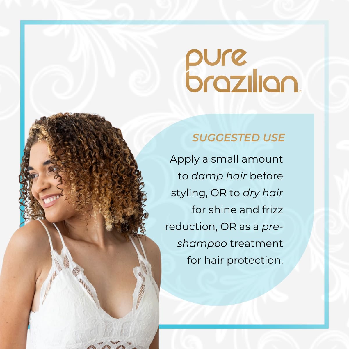 Pure Brazilian Shine Ultra Light Nourishing Oil with Brazilian Nut Oil for Smooth, Glossy & Frizz-Free Hair, Deep Hydration & Brilliant Shine, 4 Fl Oz