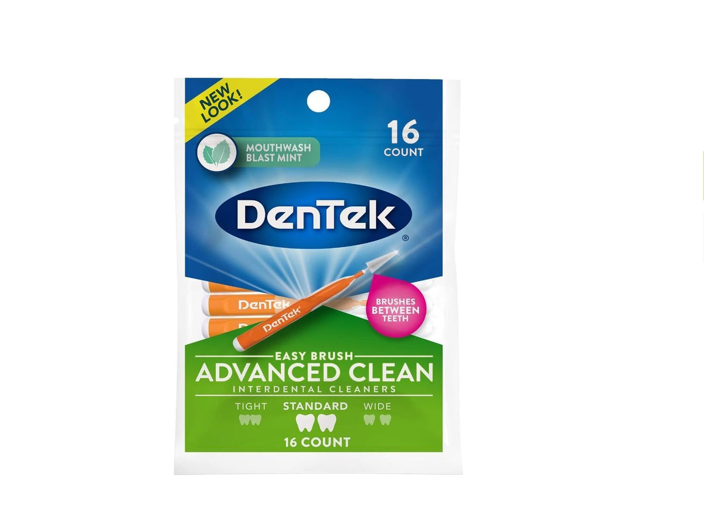 DenTek Easy Brush Interdental Cleaners, Mint, 16 Count | 10 Pack