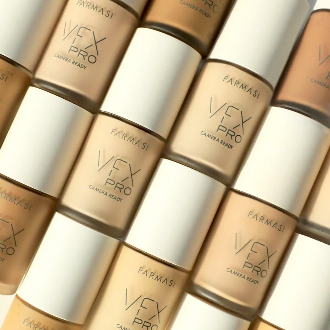FARMASi Vfx Pro Foundation, Full Coverage Liquid Cream, Lightweight Long Lasting Coverage, Breathable Skin Moisturizer with Color True Matte Blending, Face Makeup, 1 fl. oz / 30 ml - NATURAL BEIGE N12