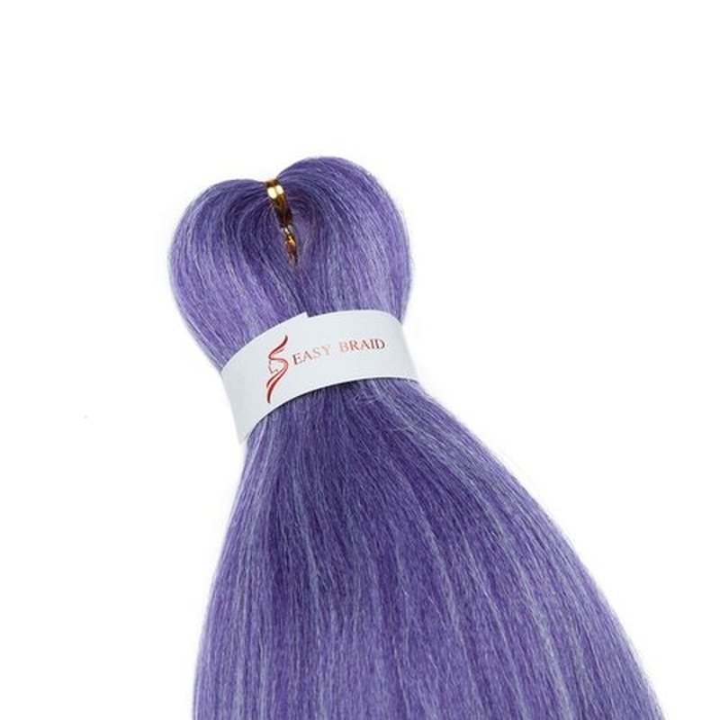 Easy Braid Crochet Hair Pre Stretched Braiding Hair Extensions Hot Water Setting Braiding Hair Soft Yaki Texture Braids Hair Professional Itch Free Synthetic Fiber 26In(4 Bundles,purple/60#)