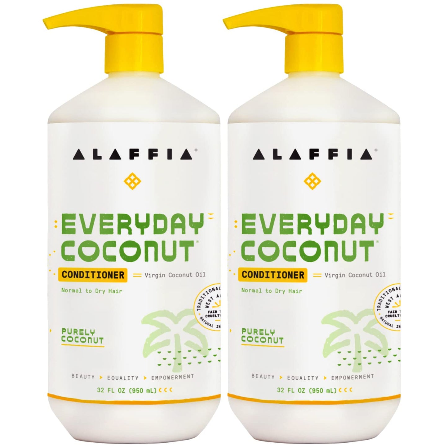 Alaffia EveryDay Coconut Conditioner, Coconut Lime 32 FZ (Pack of 2)