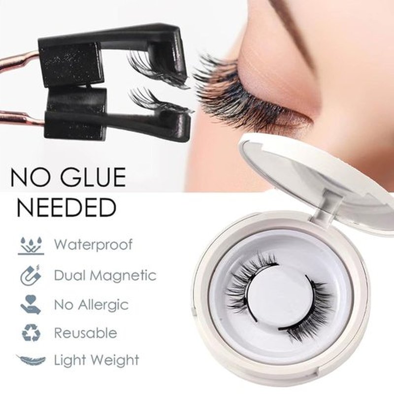 Lefleek Magnetic Lashes,Le Fleek Magnetic lashes,Magnetic Eyelashes with Applicator,Krafty Magnetic Eyelashes Natural Look No Glue or Liner Needed(Natural+Natural)