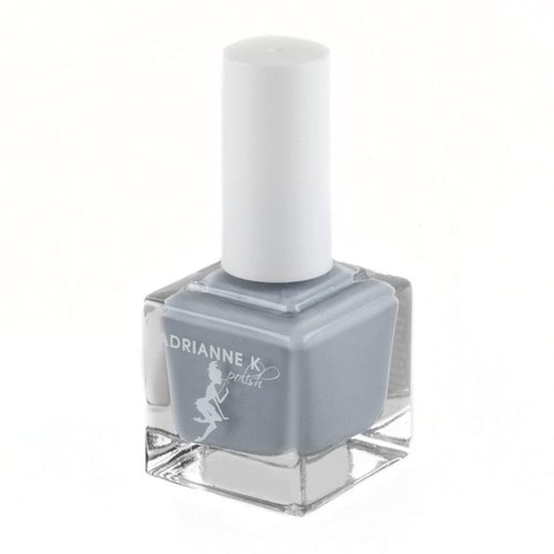 ADRIANNE K NONTOXIC 10 FREE SHINY LIGHT ASH GRAY NAIL POLISH, HEART OF STEEL, .51 FL OZ