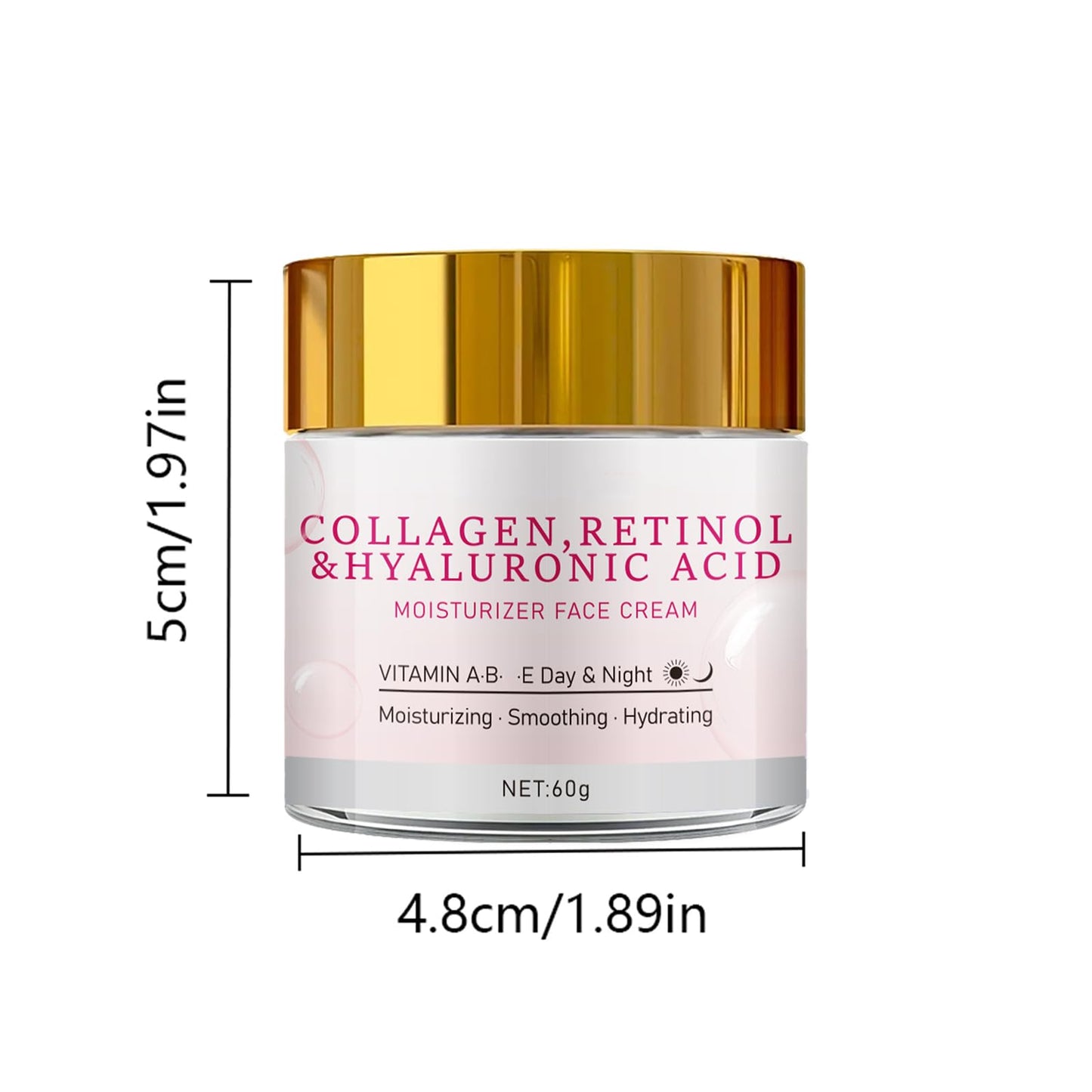 Retinol Collagen Cream,Anti-Aging Facial Moisturizing Cream,Long-lasting Hydration & Moisturization,Reduce Fine Lines & Wrinkles,Leaving Skin Smooth,Suitable for All Skin Types,2.14 Fl Oz