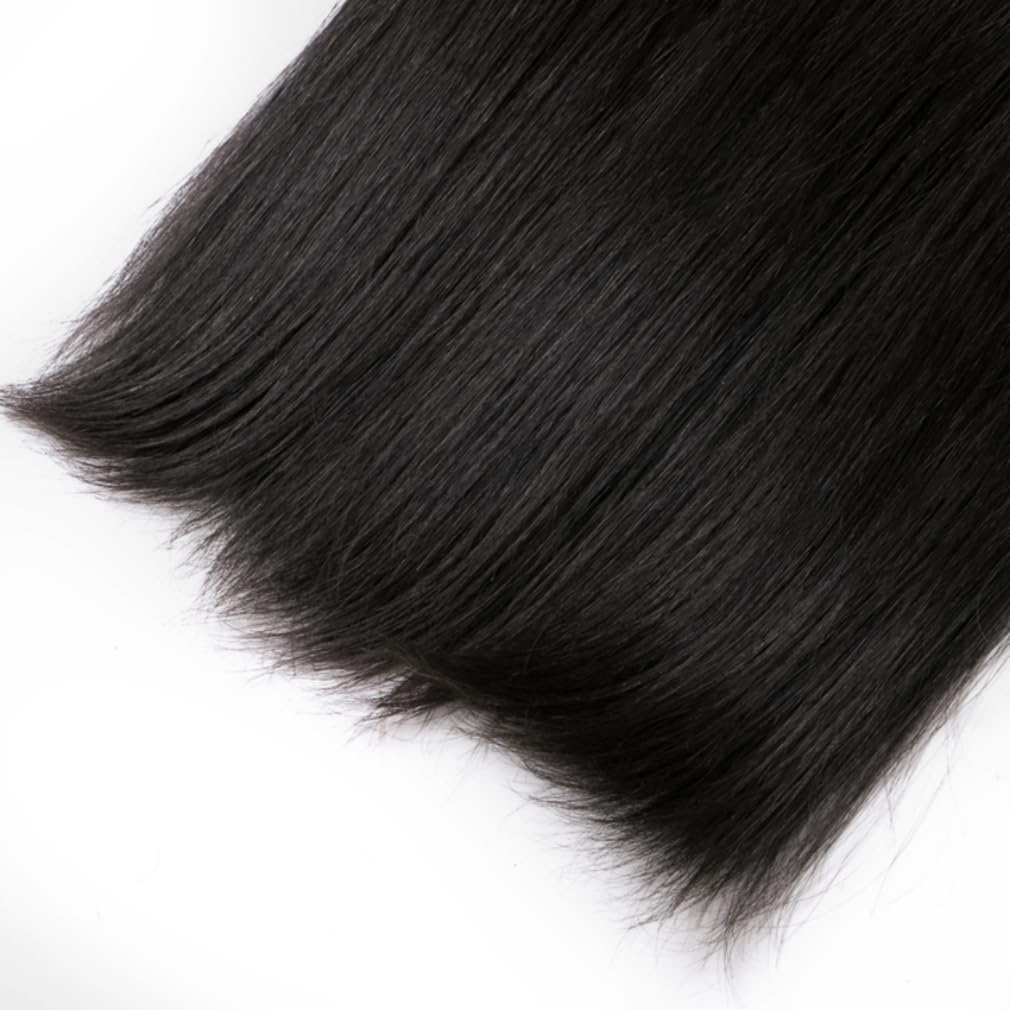 Hair Unprocessed Brazilian Virgin Human Hair Straight Hair One Bundle 24 Inch Virgin Human Hair Straight Bundle Weave Weft Extension Natural Black (100+/-5g)/pc Can be Dyed and Bleached