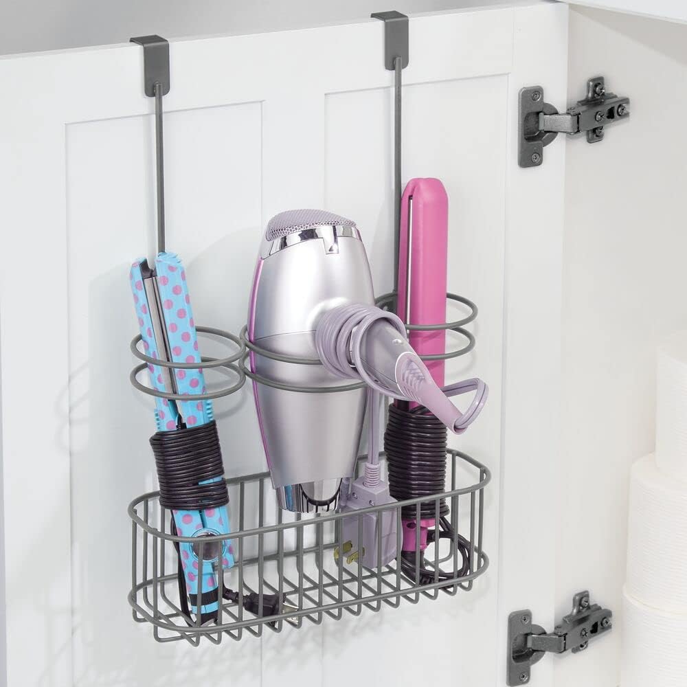 Hair Tool Organizer Basket - Over Cabinet Storage for Hair Dryers & Irons - Bronze