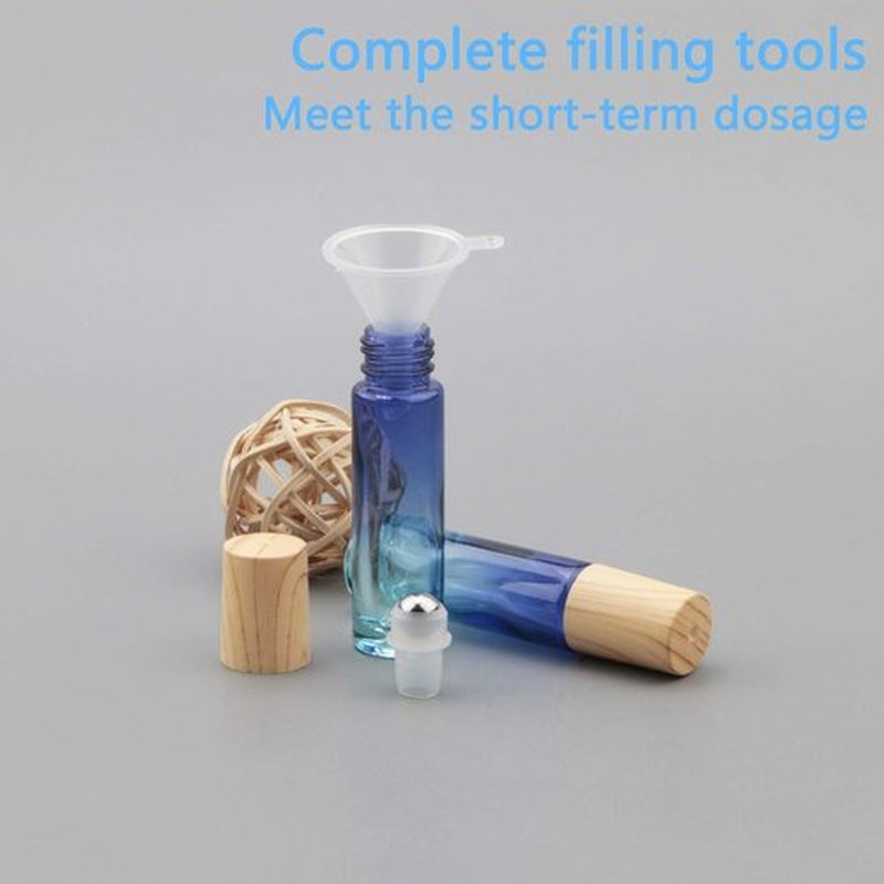 Newzoll 8 Pcs Glass Roller Bottles Essential Oils Perfume Roll on Bottles 10 ml (1/3 oz) Blue Gradient Rolling Bottles Vials Container for Oils Lip Balms