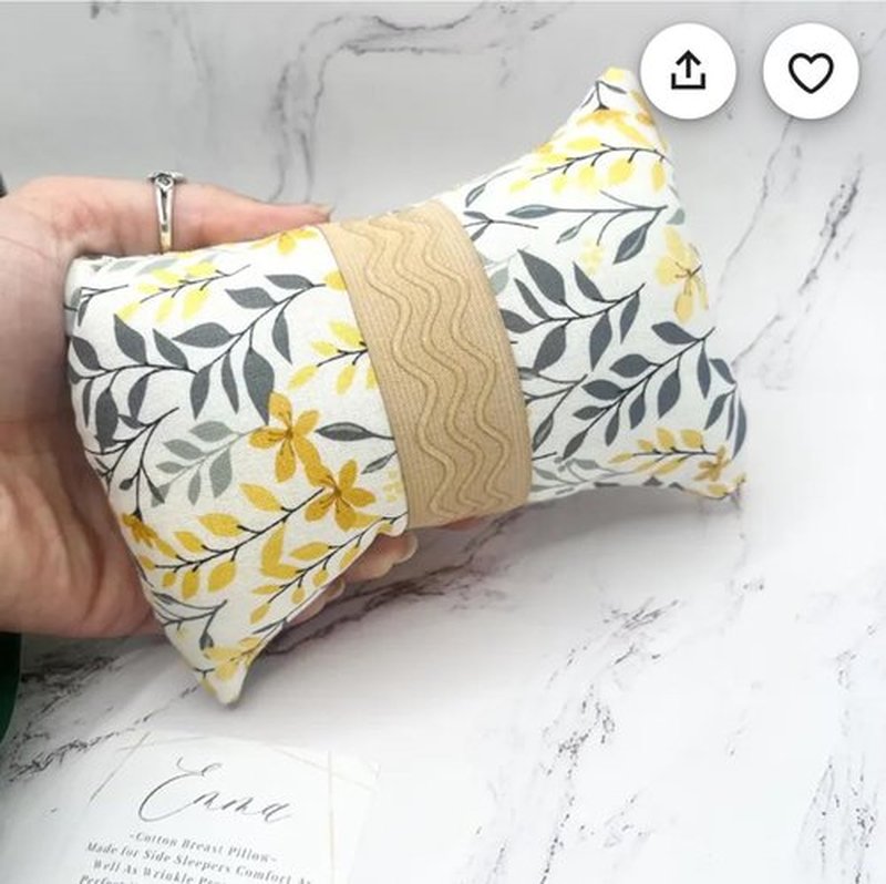 Strapless Handcrafted in The USA Cotton Breast Pillow for Woman Gift for her Side Sleeper Chest Relief Pillow While Sleeping with Anti Aging in Wrinkle Prevention (Yellow Fields)
