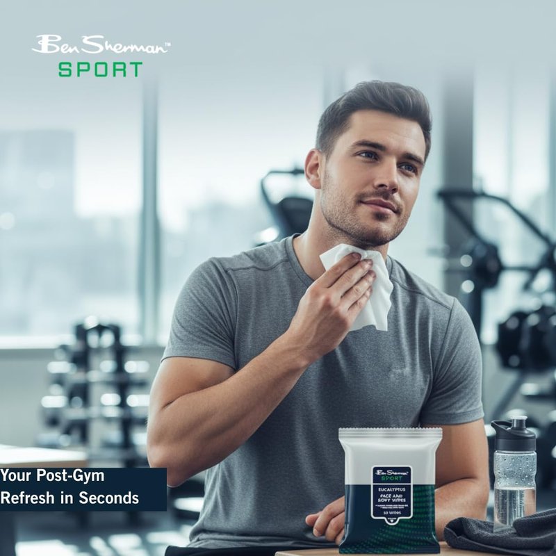 Ben Sherman Men’s Face Wipes – 4 Pack (120 Total) Cleansing Wipes for Men with Cedar, Bourbon, Eucalyptus, Tea Tree & Sandalwood