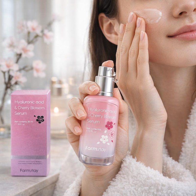 Farm. Stay Hyaluronic Acid & Cherry Blossom Serum, Hydrating Face Moisturizer, 1.18 fl oz, Lightweight Daily Facial Cream for Soft Smooth Radiant Skin