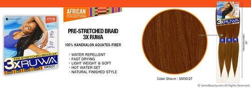 Xpression Sensationnel Synthetic Hair Braids 3X Ruwa Pre-Stretched Braid 24" (3 Packs, 39J)
