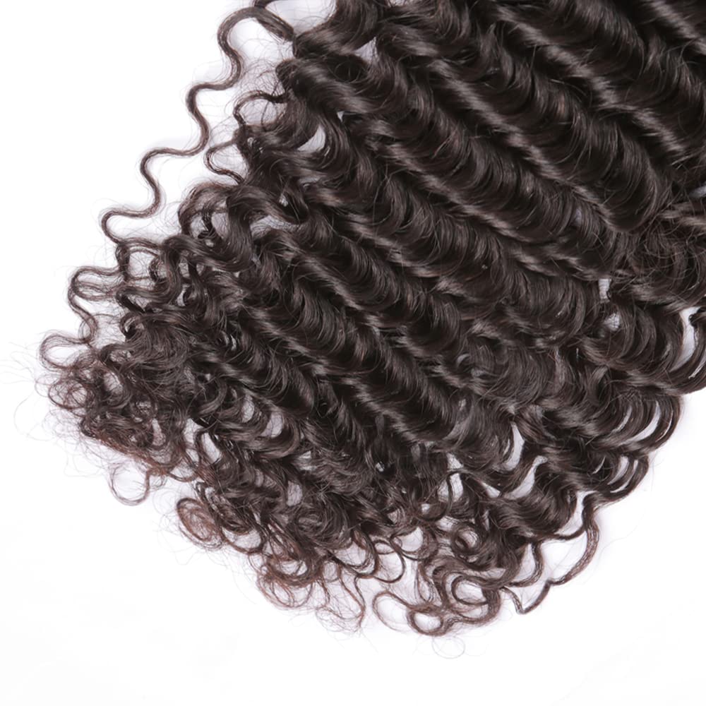 Deep Wave Human Hair Bundle Natural Black Color 8A Grade Brazilian Remy Human Hair Bundles Hair Weaves Double Weft Hair Bundles For Women 30 Inch