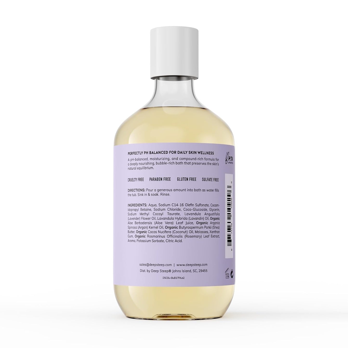 Deep Steep Bubble Bath, Lavender Chamomile, 17 oz (Pack of 2) – Soothing Soak with Shea Butter, Argan Oil, Aloe Vera & Coconut Oil – Vegan, Sulfate-Free, PH-Balanced Clean Beauty