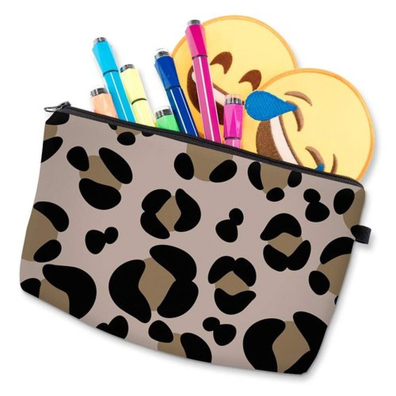 LOOMILOO Cosmetic Bag for Women, Adorable Roomy Makeup Bags Travel Water Resistant Toiletry Bag Accessories Organizer Liama Gifts (Leopard Print 51503)