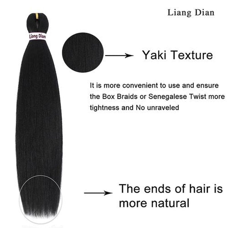 Liang Dian Braiding Hair Professional Pre-stretched Braiding Hair 12 Inch 8 Packs Natural Black Hot Water Setting Synthetic Hair Crochet Braiding Hair Extension(12 Inch,1B)