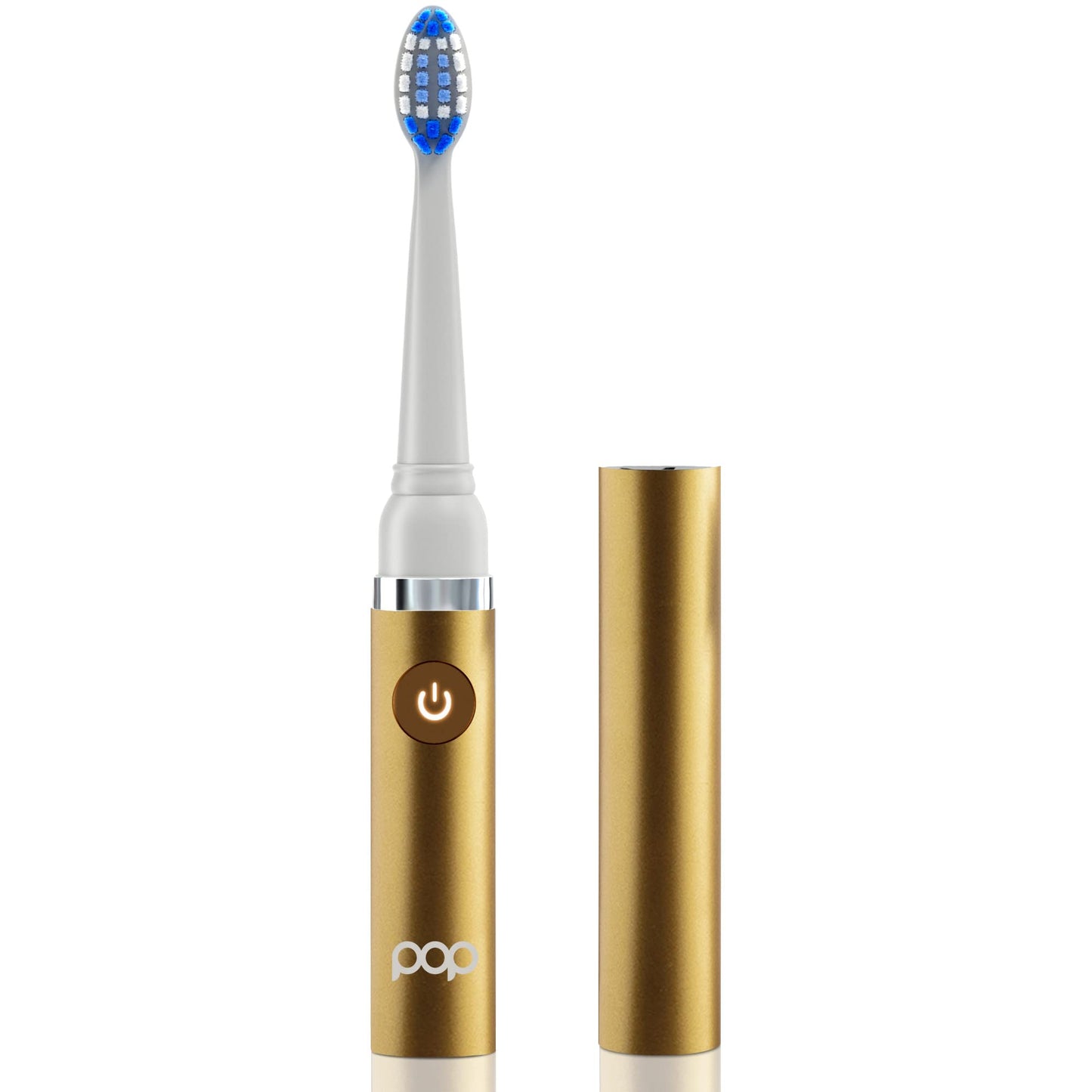 Pop Sonic Electric Toothbrush (Metallic Gold) - Travel Toothbrushes w/AAA Battery | Kids Electric Toothbrushes with 2 Speed & 15,000-30,000 Strokes/Minute, Dupont Nylon Bristles