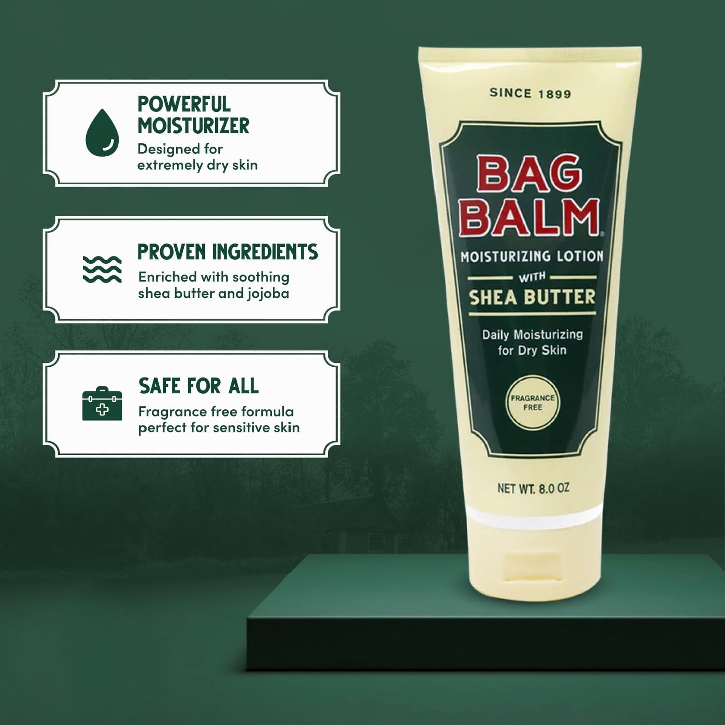 Bag Balm Moistuzing Body Lotion with Shea Butter, Daily Moisturizing for Dry Skin | Pack of 2 8oz Tubes