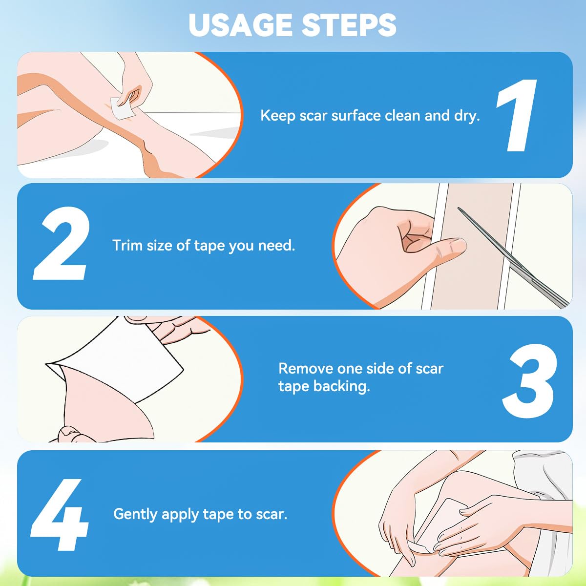 Silicone Scar Sheets Face Tape: 1.6''x120'' Scar Tape for Surgical Scars - Medical Grade Wrinkles Patches -Reusable Strips Scar Removal Treatment C-Section Keloid Burn Tummy Acne (1.6‘’x120'')