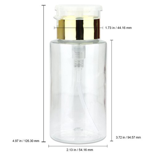 PANA 7oz. Push Down Liquid Pump Dispenser Clear Bottle with Flip Top Cap (Gold Lid, 2pcs)