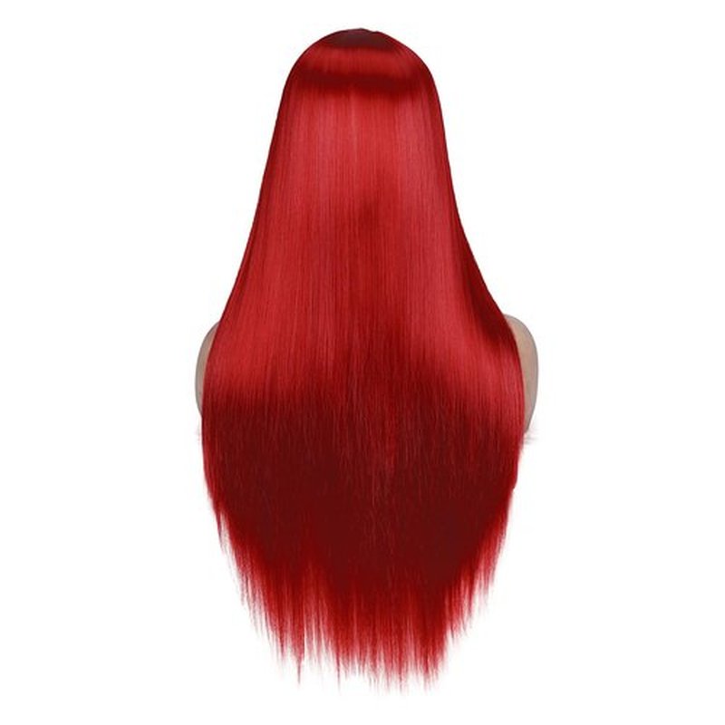 Lady Hanne Long Red Wigs Silky Straight Middle Part Mermaid Red Wig for Women Heat Resistant Synthetic Hair Red Wigs for Daily Party Cosplay