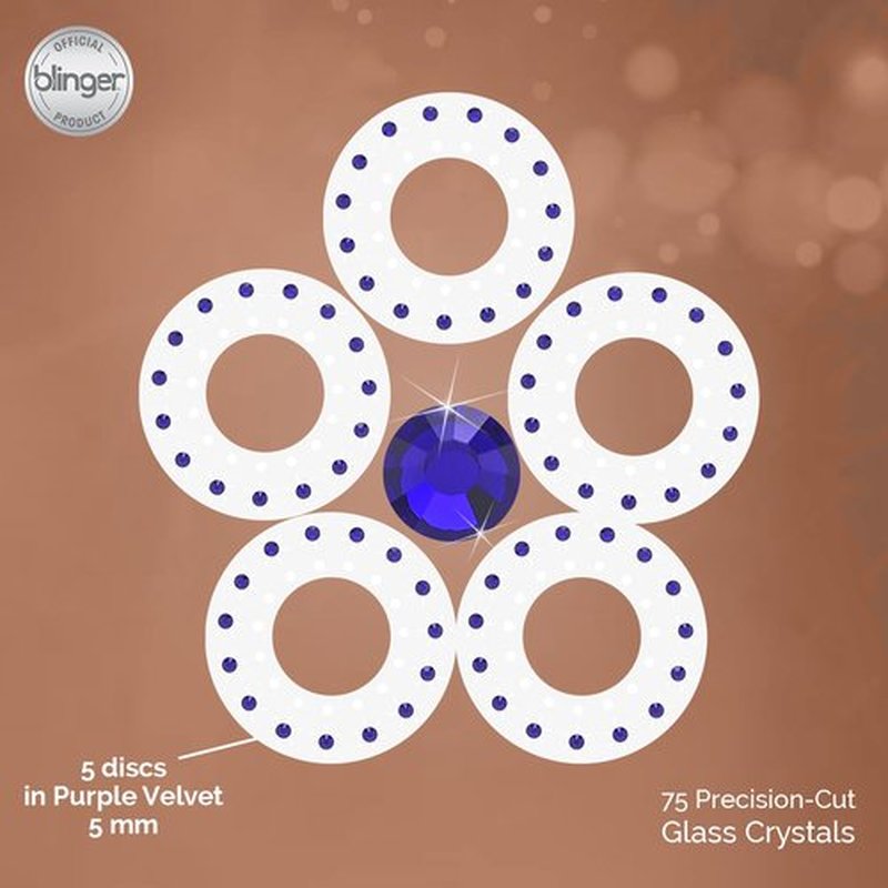 blinger Crystal Refill Pack | 5 Discs - 75 Precision-Cut Glass Crystals | Styling Tool not included | Cobalt 5 mm