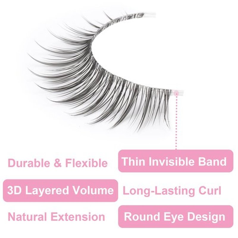 Kiromiro Eyelashes Wispy 10mm False Lashes Natural Look Fluffy 3D Mink Lashes Short Strip Lashes Pack