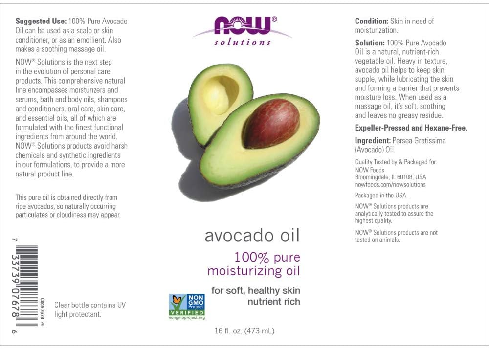 Now Foods Avocado Oil, 16 Fluid Ounce (2 Pack)