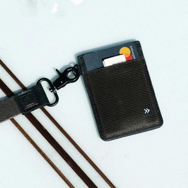 Thread Wallets Ultra Slim Wallet Vertical Leather Card Sleeve Wallet Thin Card Holder Minimalist Card Holder Wallets RFID Secure Black