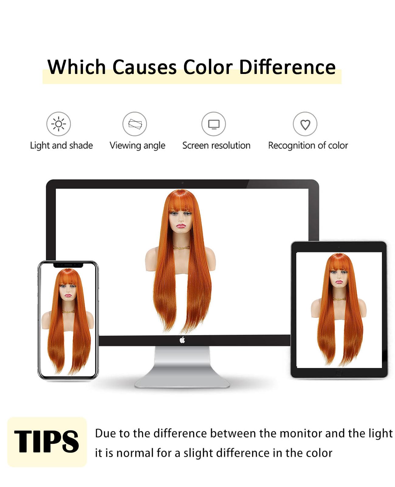 MaxlaceWig Ginger Wig with Bangs for Women, 28 Inch Long Straight Orange Bangs Wigs Natural Looking Synthetic Heat Resistant Fiber Guleless Straight Wig for Daily Party Use Halloween Cosplay Wig