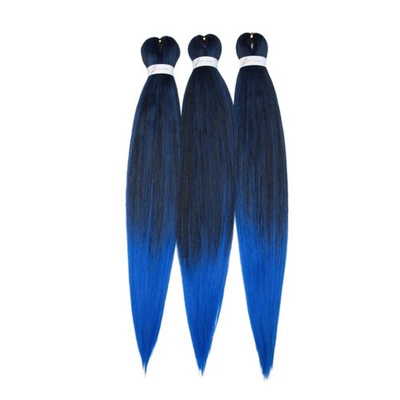 Pre-Stretched Braiding Hair Extensions Hot Water Setting Braiding Hair Easy Braid Crochet Hair Professional Itch Free Synthetic Fiber Soft Yaki Texture Braids hair 26In (4 Bundles,T1B/BLUE)
