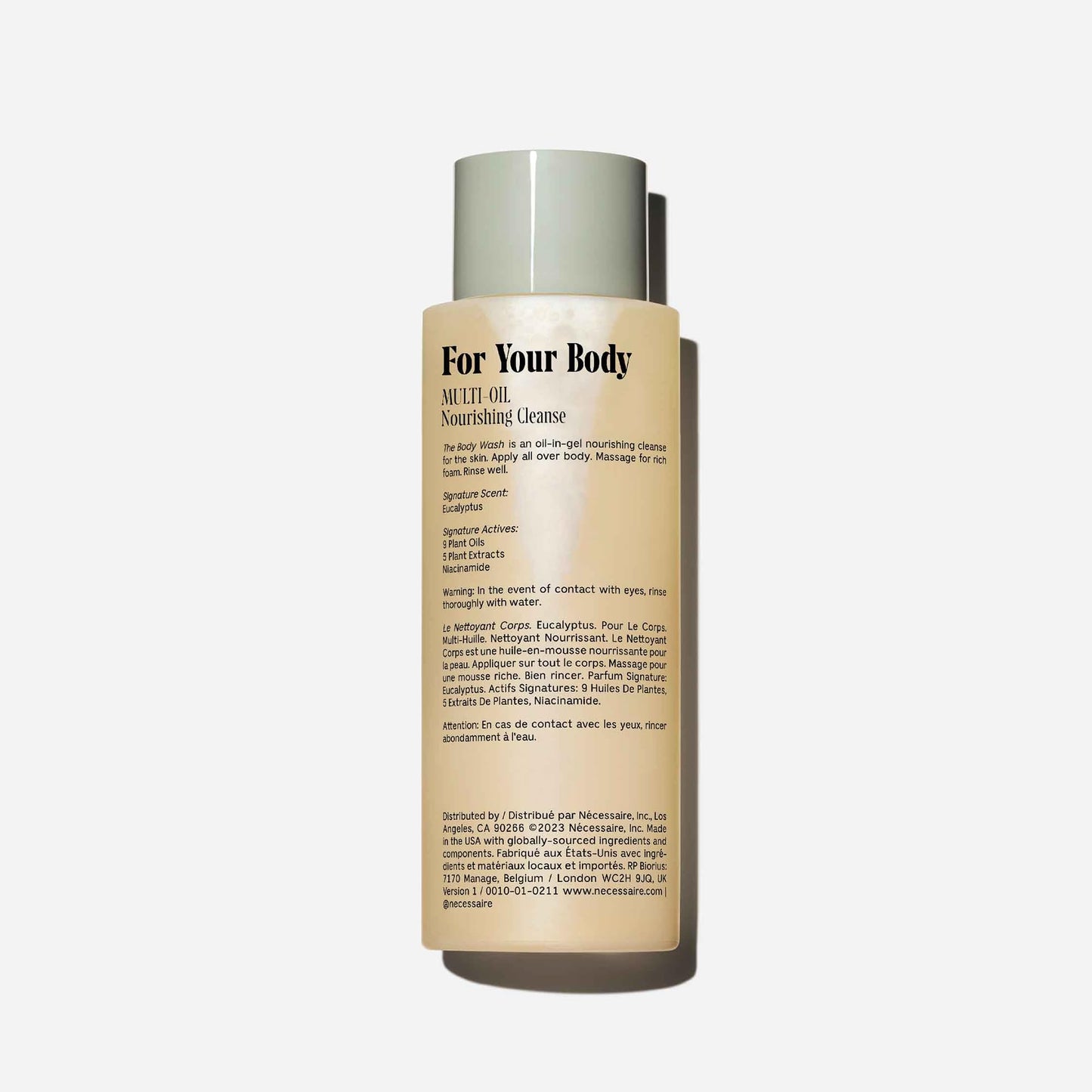 Nécessaire The Body Wash Eucalyptus - Natural Body Wash for Women & Men, Replenishing Shower Gel with Niacinamide, Vitamin C/E + Omega 6/9. Oil-In-Gel Cleanse, 8.4 fl oz.