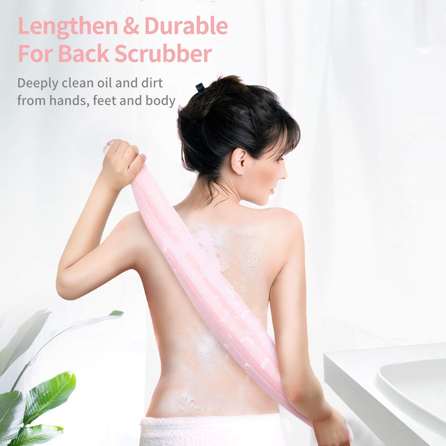 Yiclick Exfoliating Body Scrubber, Back Scrubber for Shower Bath, Japanese Scrub Wash Cloth, Exfoliating Washcloth Towel for Men Women, Body Exfoliator Loofah Luffa Sponge Net Rag Back Washer (Pink)