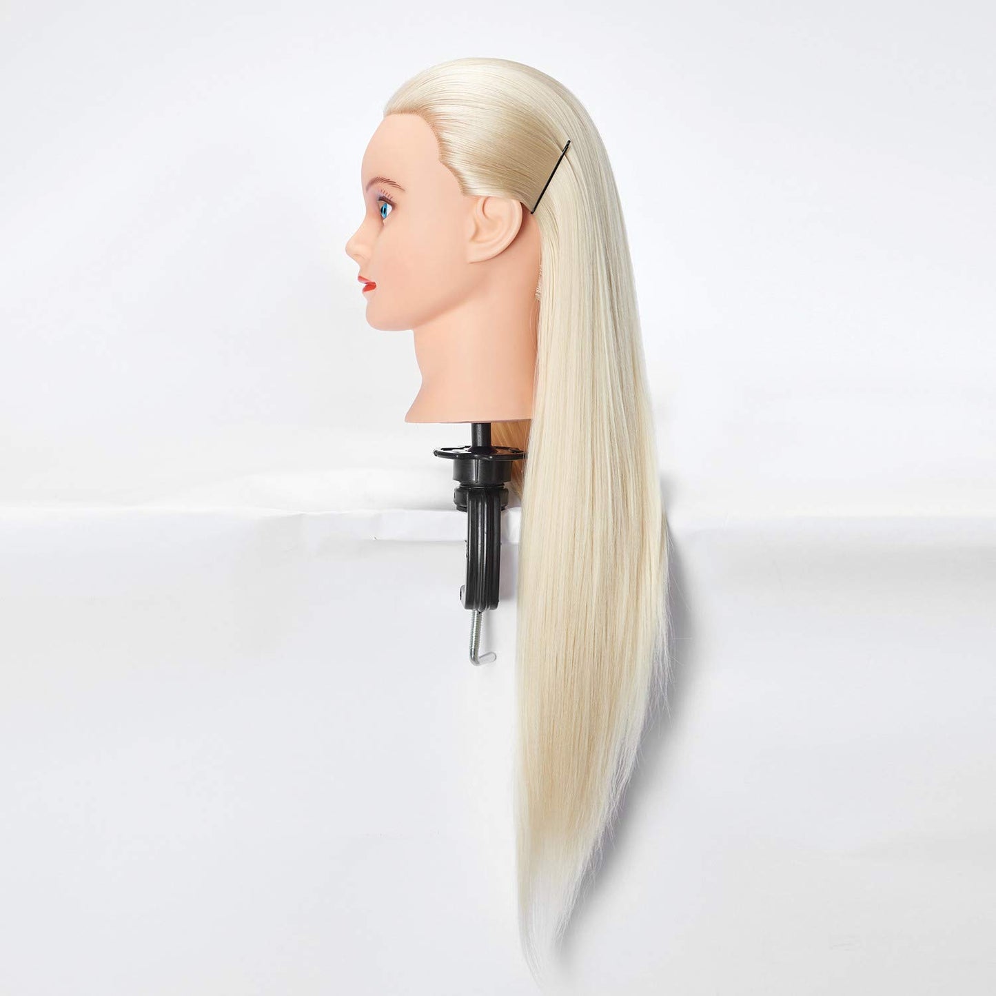 Hairlink 26-28'' Mannequin Head Synthetic Fiber Hair Styling Training Head Dolls for Cosmetology Manikin Maniquins Practice Head with Stand (6611W61320)