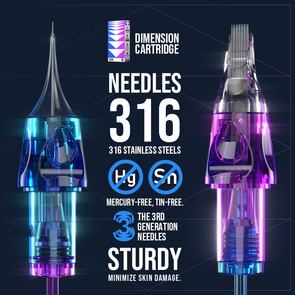 CNC Tattoo Cartridge Needles 20Pcs #10(25RM) Bugpin 0.3mm Round Magnum M-Taper Disposable Cartridges with Membrane EN04B-20-1025RM-M