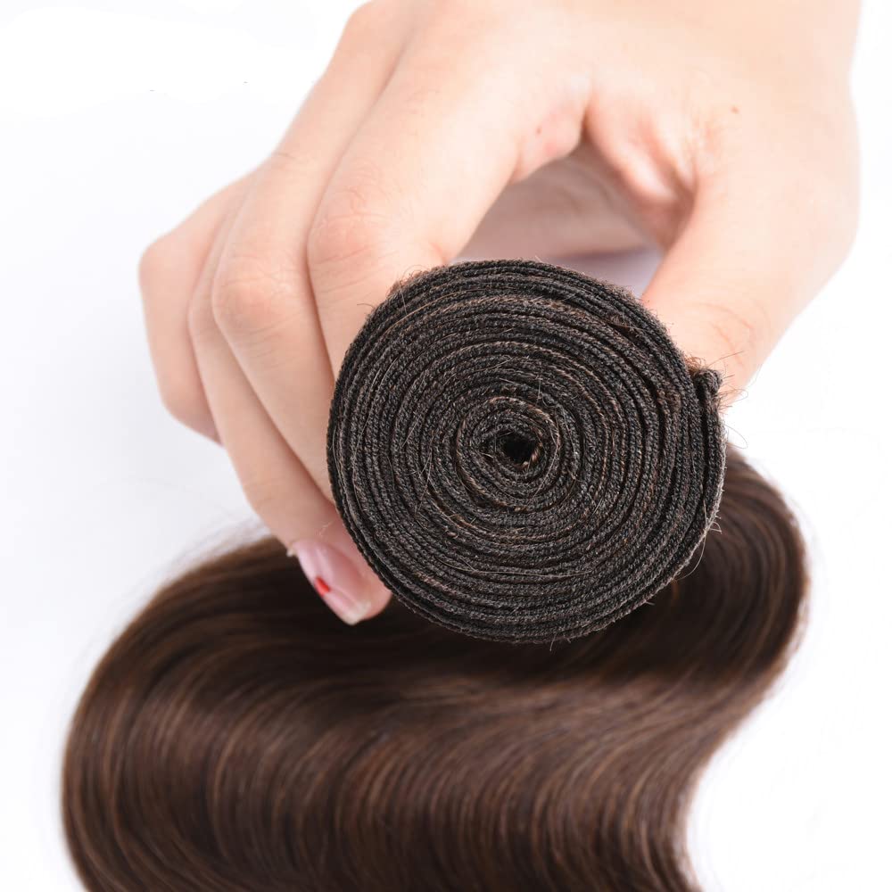 4 Bundles Chocolate Brown Human Hair Bundles 12 12 inch 2 Bundles Brown Body Wave Bundles Dark Brown Body Wave Bundles Human Hair Extensions