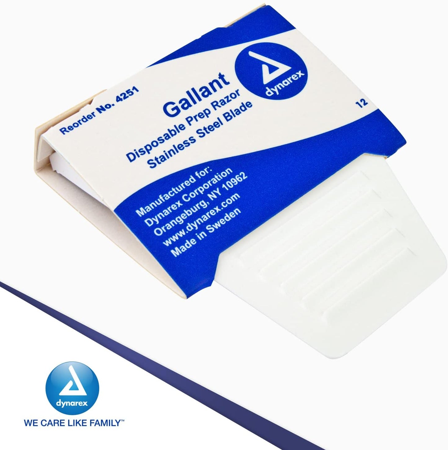 Dynarex Gallant Disposable Prep Razors, Used before ECG and other Procedures, Disposable Razors with Open Design, Ergonomic Surgical Prep Razors, 1 Box of 50 Razors