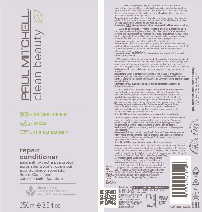 Paul Mitchell Clean Beauty Repair Conditioner, Strengthens, Balances Moisture, For Damaged, Brittle Hair
