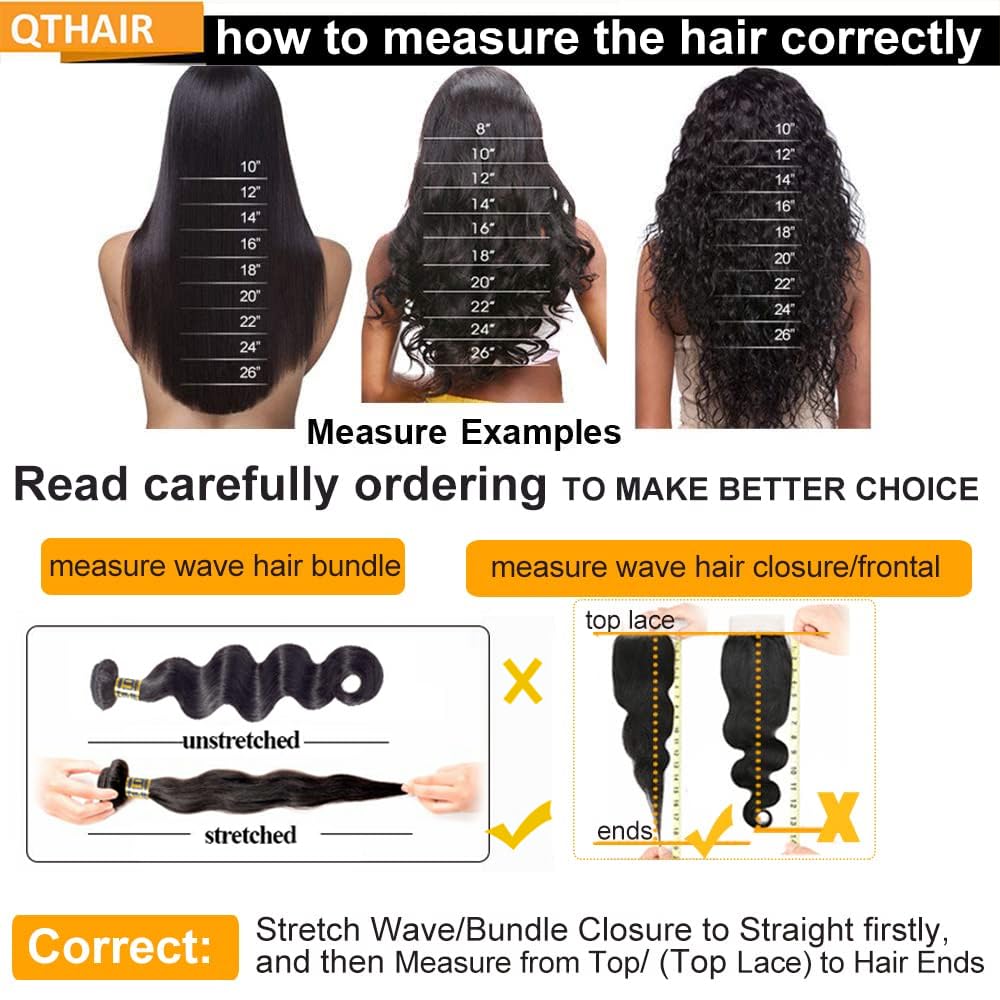 QTHAIR 16A 3 Bundles Brazilian Body Wave Virgin Hair 20" 20" 22" Natual Color 300g 100% Unprocessed Brazilian Human Hair Body Wave