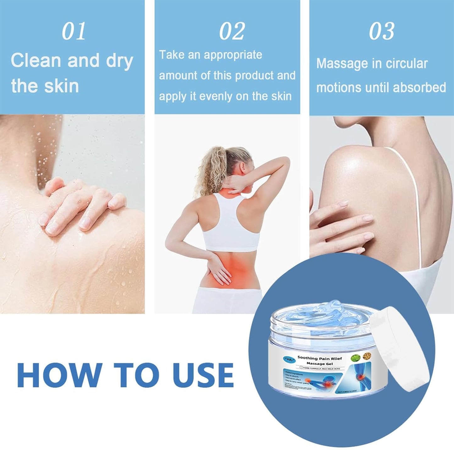 RVDU Soothing Massage Gel – Cooling Blue Gel with Natural Extracts, Fast Absorbing Formula for Back, Shoulder, Knee & Muscle Comfort, Non-Greasy (1PCS)