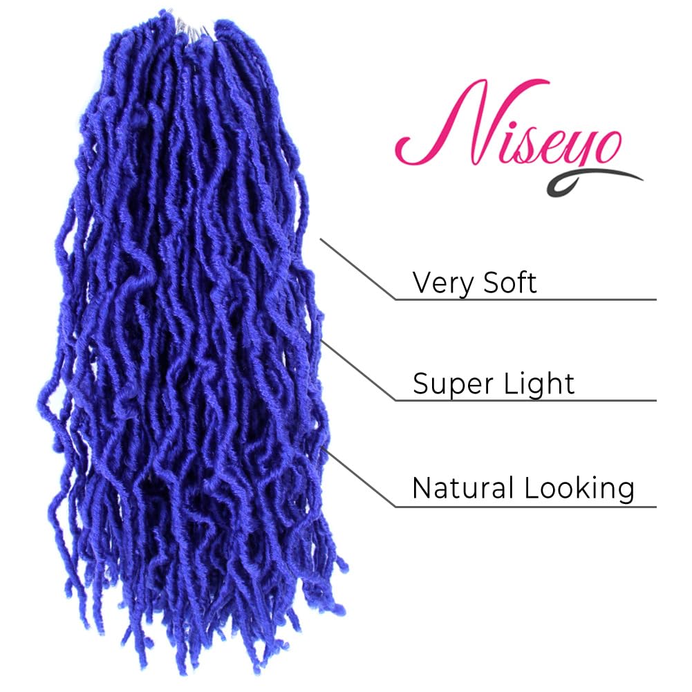 Niseyo Faux Locs Crochet Hair 16 Inch Soft locs, 6 Packs Short Crochet Locs Pre Looped Crotchet Straight Synthetic Hair Extensions (16 Inch, Blue)