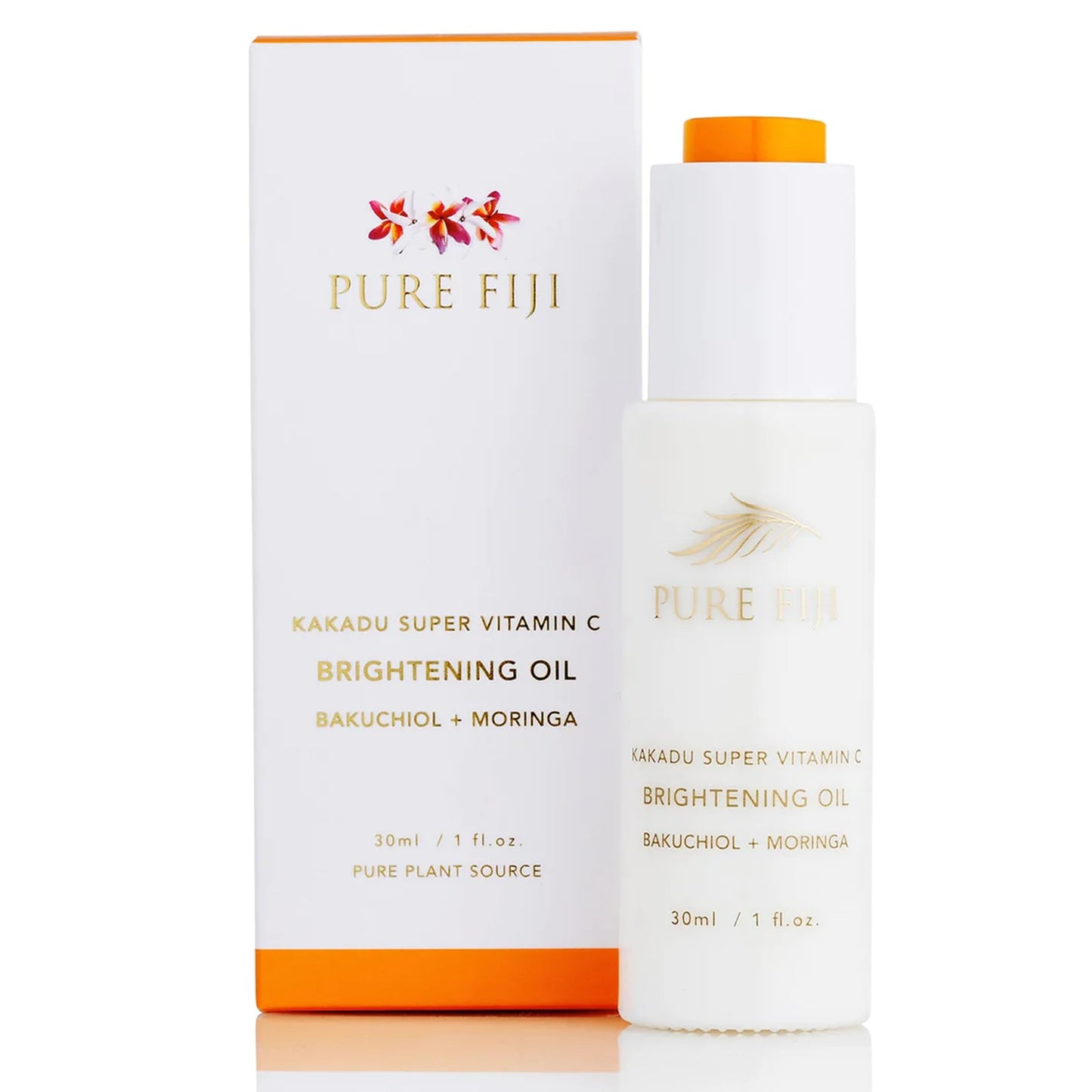 PURE FIJI Vitamin C Brightening Oil With Bakuchiol + Moringa, Beauty Face Oil, Increase Collagen Production, Promote Even Complexion Face Oil For Women, 1Fl.Oz